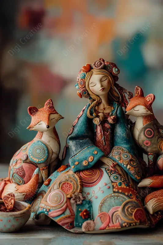 Handcrafted Folk Art Figurine Style