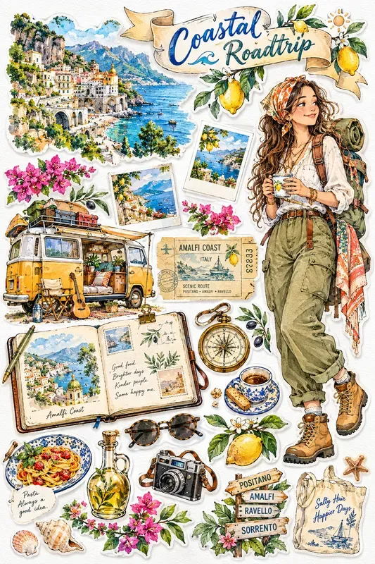 Travel Scrapbook Sticker Set Creator