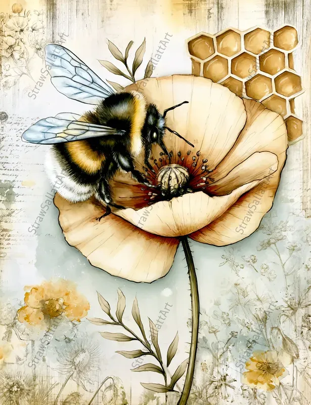 Honey Time Junk Journal Wall Art