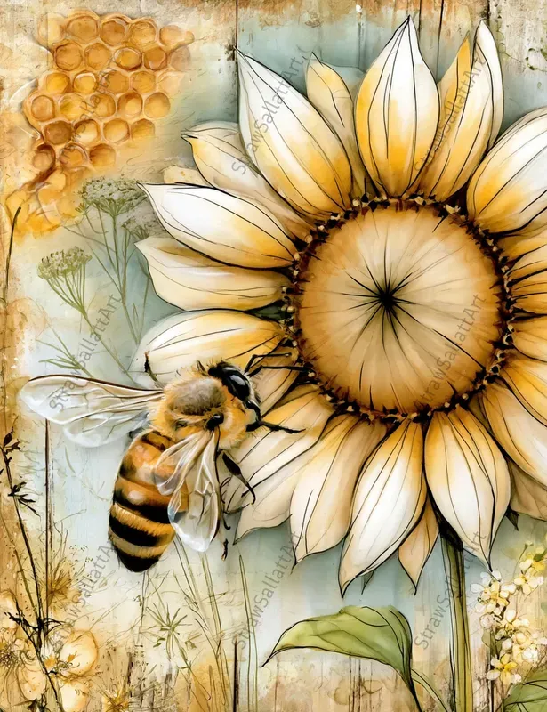 Honey Time Junk Journal Wall Art