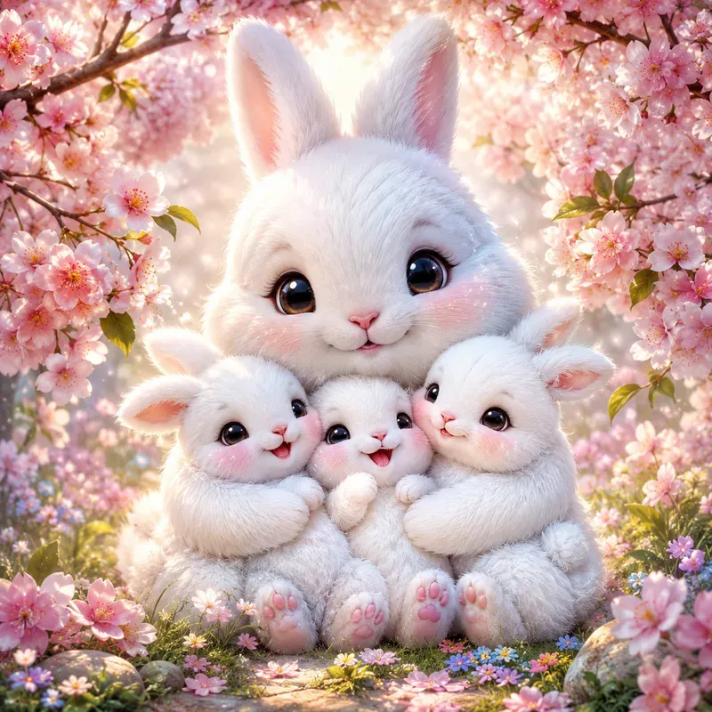 Cute Fantasy Animal Family Art