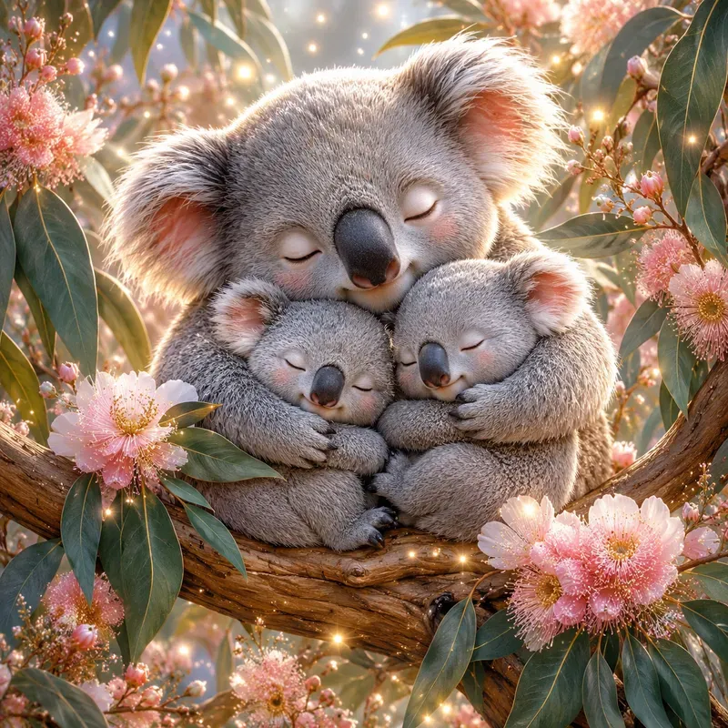 Cute Fantasy Animal Family Art