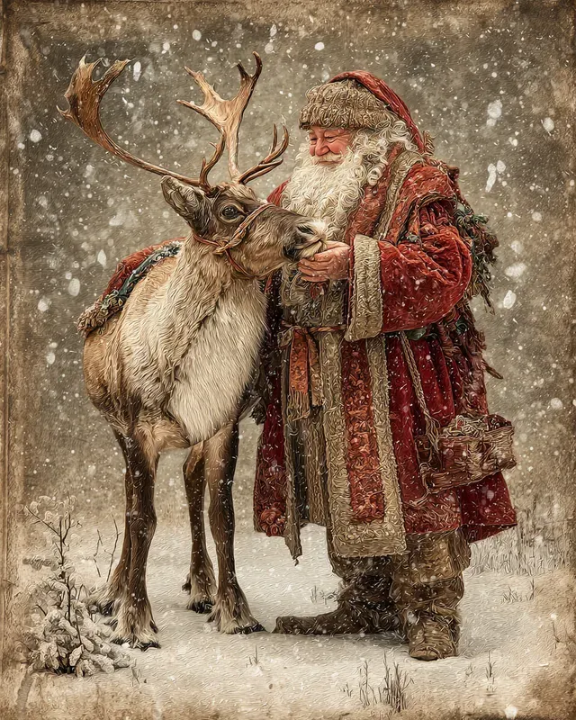 Vintage Sepia Christmas Eve Paintings