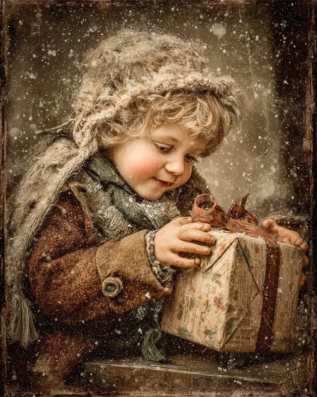 Vintage Sepia Christmas Eve Paintings