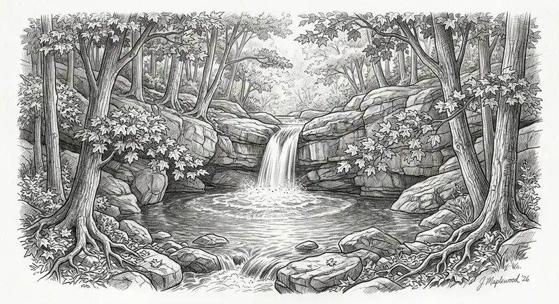 Realistic Waterfall Pencil Sketches