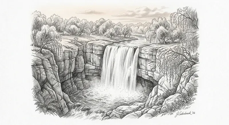 Realistic Waterfall Pencil Sketches