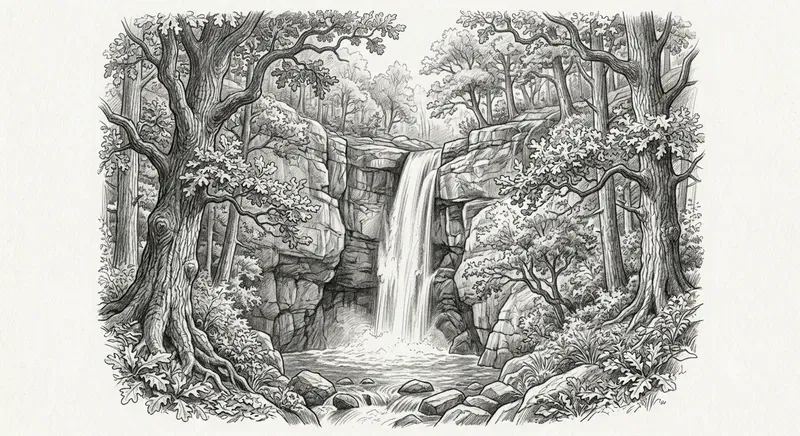Realistic Waterfall Pencil Sketches