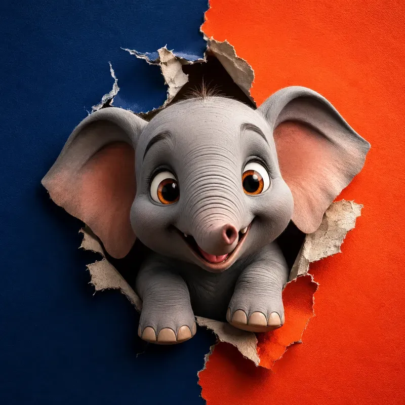 Cute 3D Torn Wall Animals