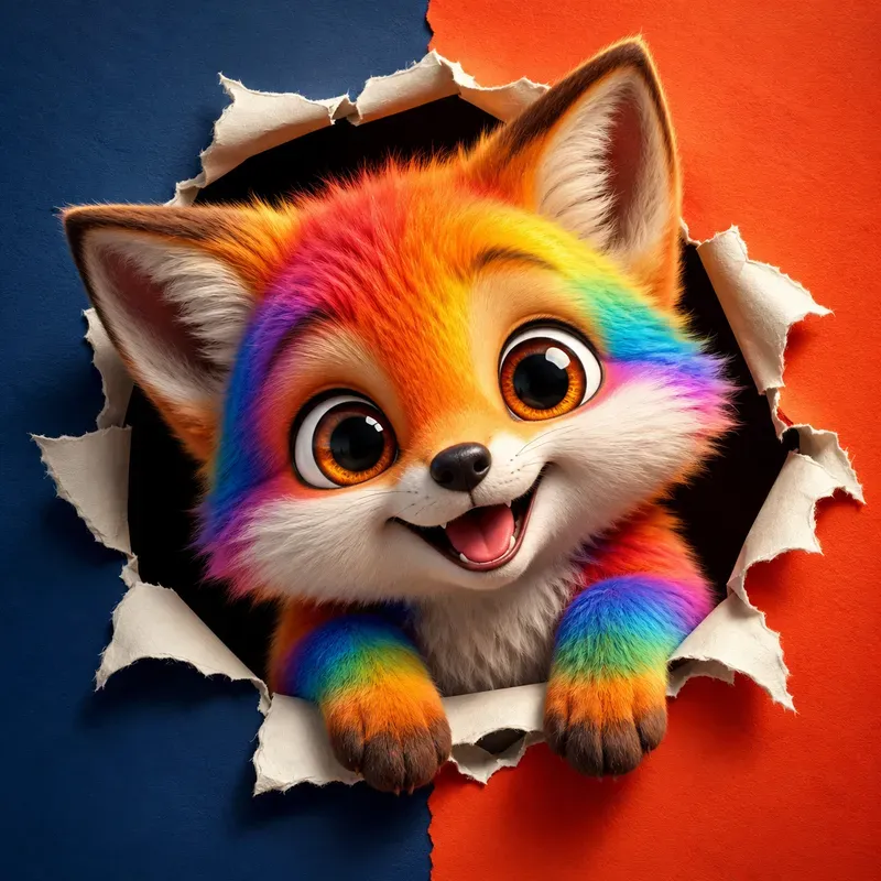 Cute 3D Torn Wall Animals