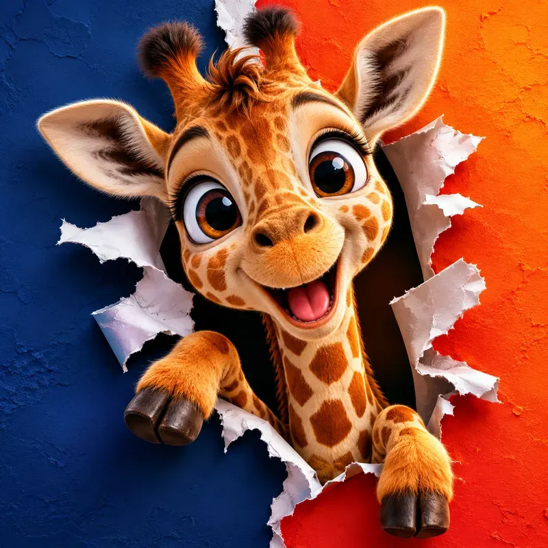 Cute 3D Torn Wall Animals