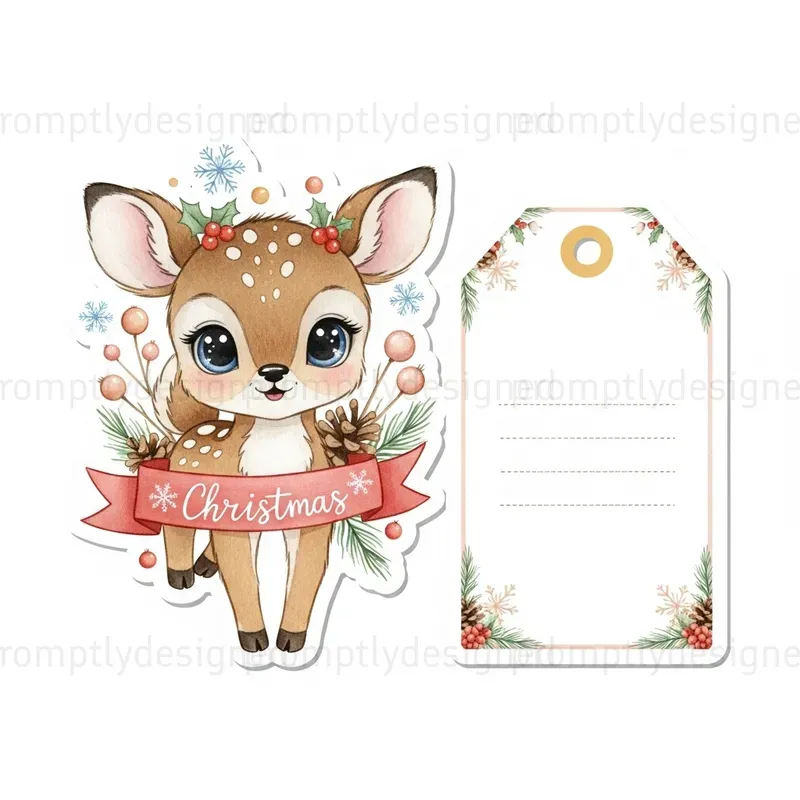 Cute Christmas Sticker And Tag Sets