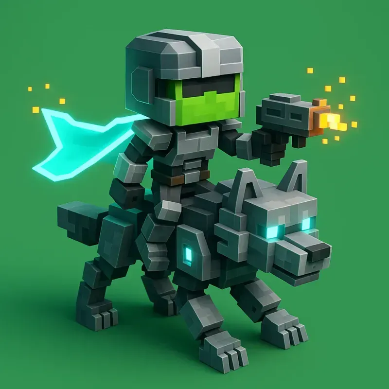 Voxel Minecraft Style Character Rides