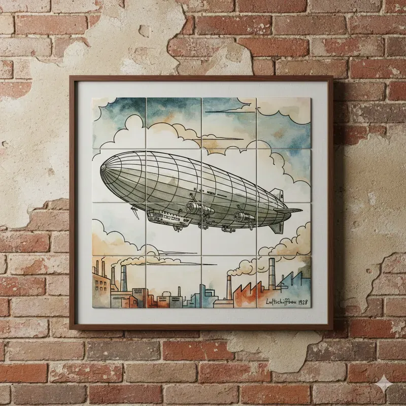 Vintage Ceramic Transport Tile Art