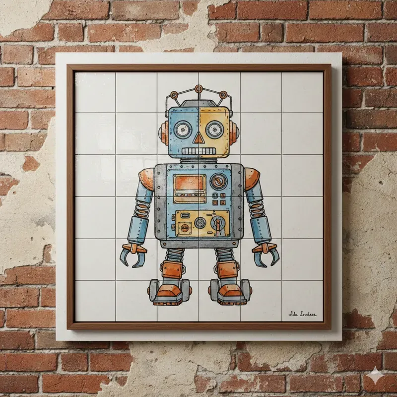 Vintage Ceramic Transport Tile Art