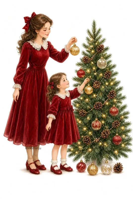 Mom Daughter Xmas Clipart 100 Packs