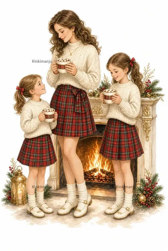 Mom Daughter Xmas Clipart 100 Packs