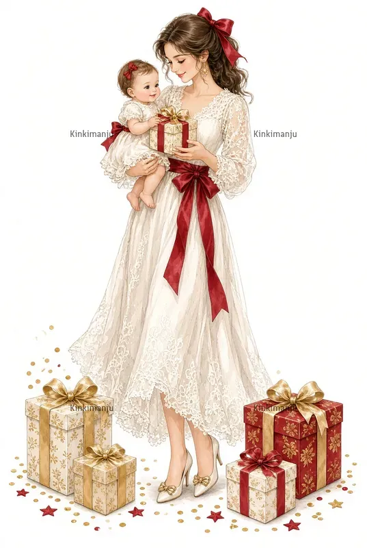 Mom Daughter Xmas Clipart 100 Packs