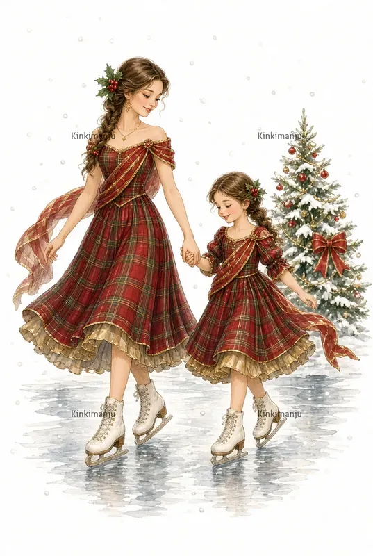 Mom Daughter Xmas Clipart 100 Packs