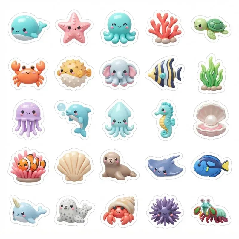 3D Clay 5x5 Sticker Pack Sheets