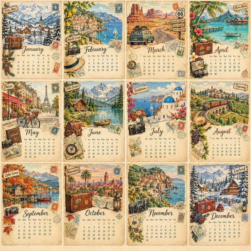 Whimsical Seasonal Calendar Art