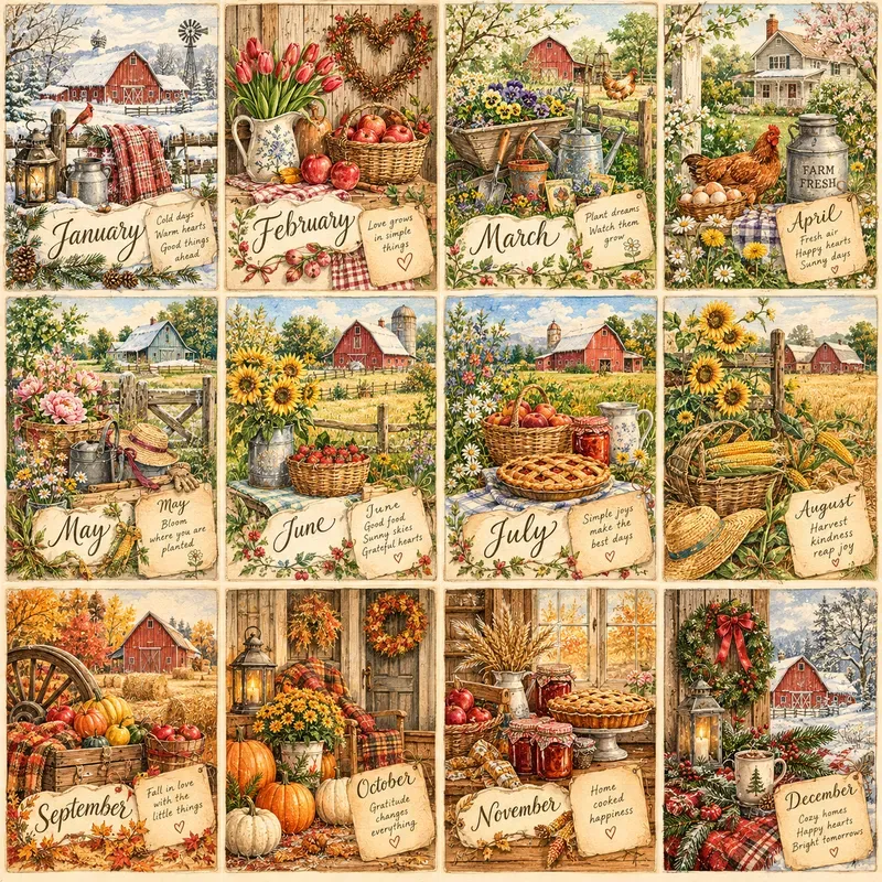Whimsical Seasonal Calendar Art
