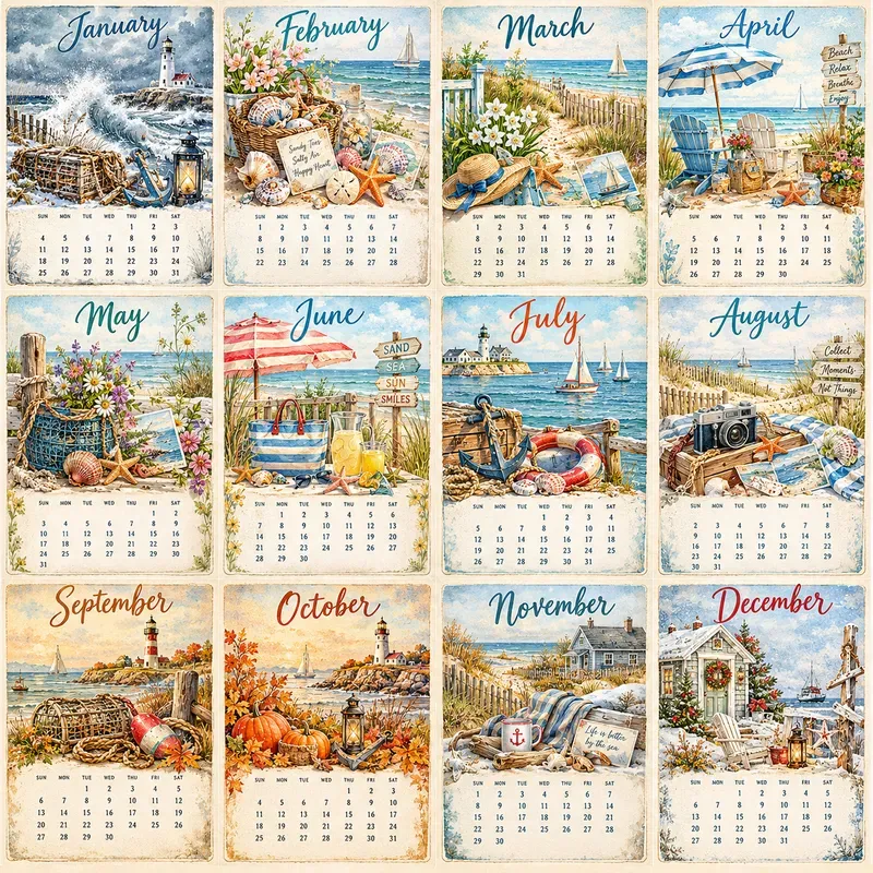 Whimsical Seasonal Calendar Art