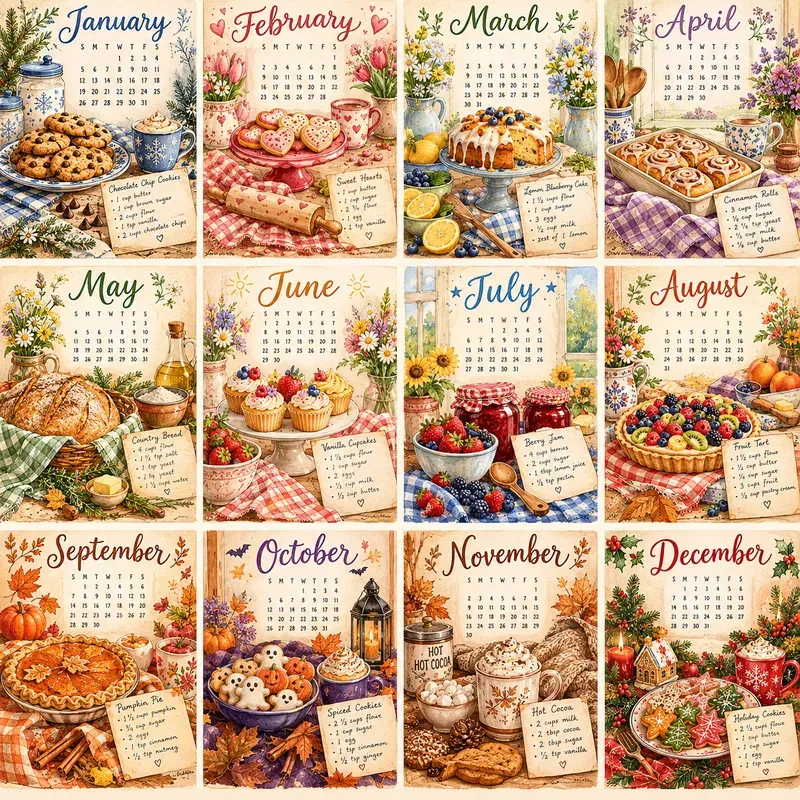 Whimsical Seasonal Calendar Art