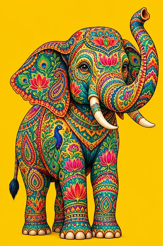Colorful Folk Art Character Art