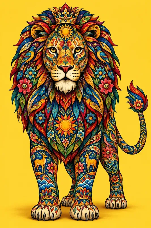 Colorful Folk Art Character Art