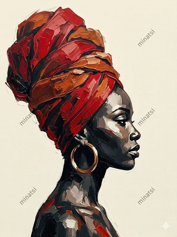 African Impasto Acrylic Portrait Art
