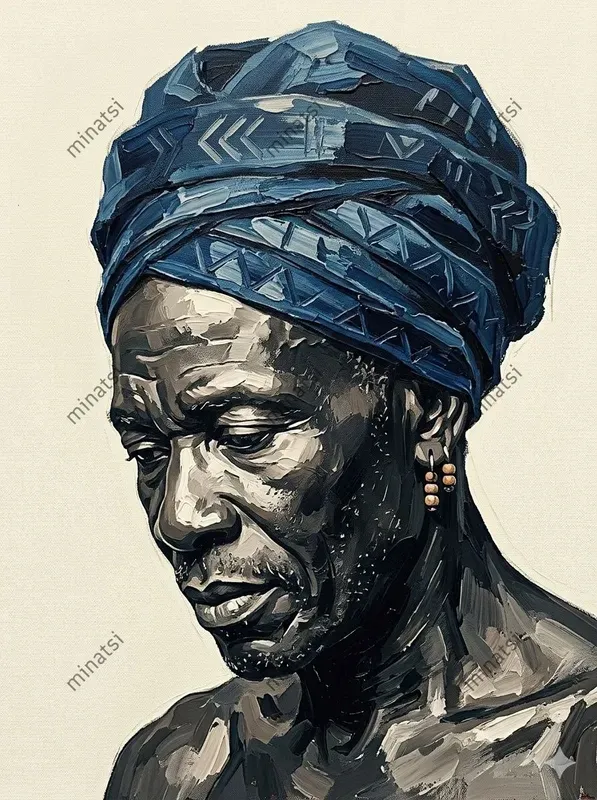 African Impasto Acrylic Portrait Art