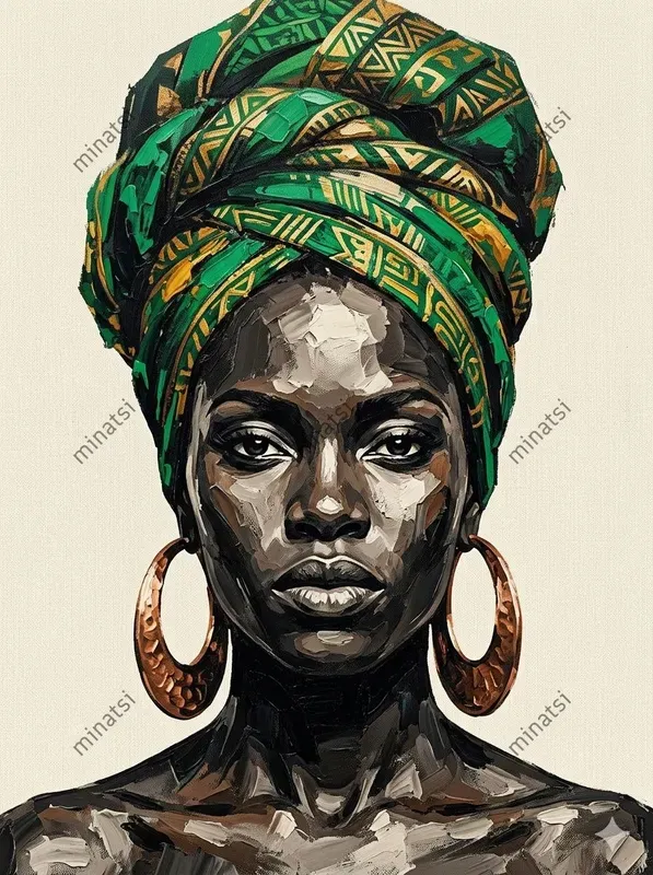 African Impasto Acrylic Portrait Art