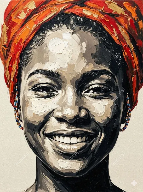 African Impasto Acrylic Portrait Art
