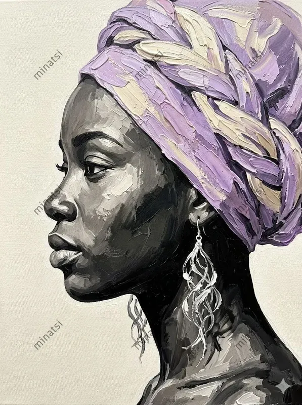 African Impasto Acrylic Portrait Art