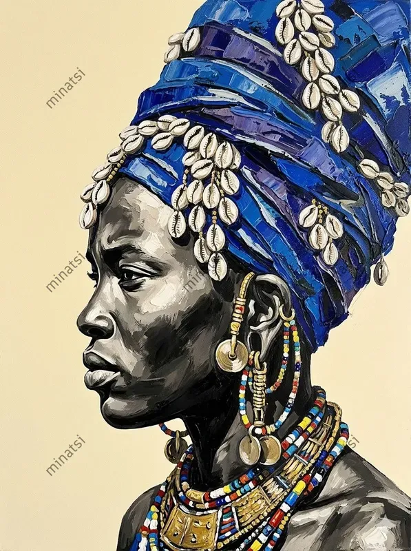 African Impasto Acrylic Portrait Art