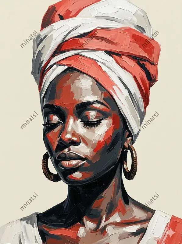 African Impasto Acrylic Portrait Art