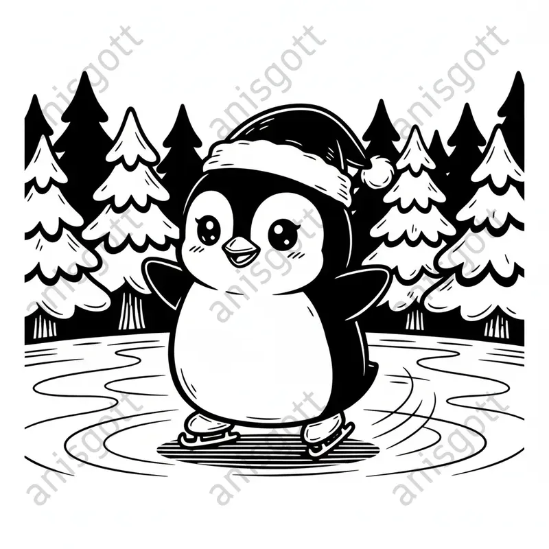Kawaii Christmas Monochrome Colorings