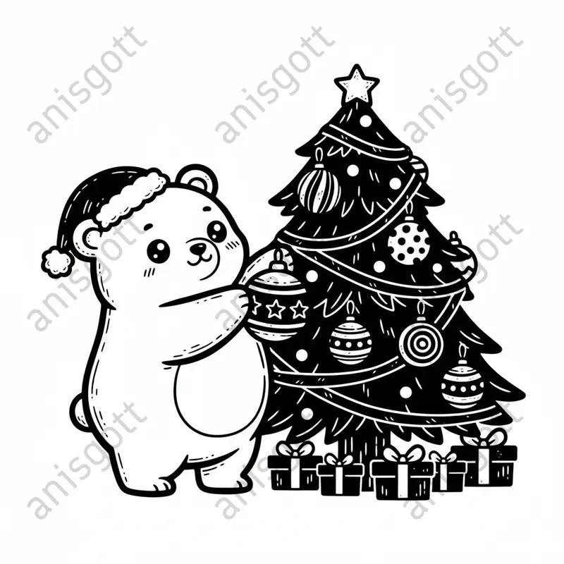 Kawaii Christmas Monochrome Colorings