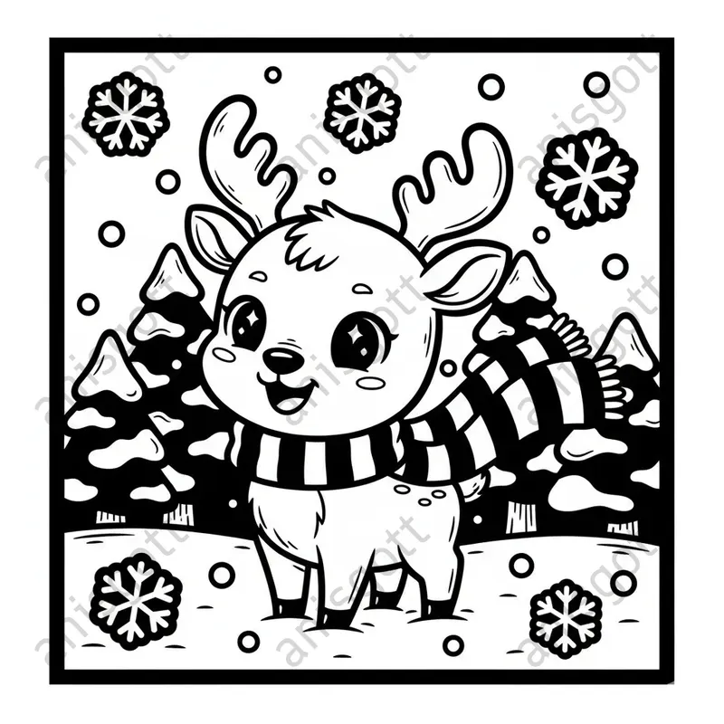 Kawaii Christmas Monochrome Colorings