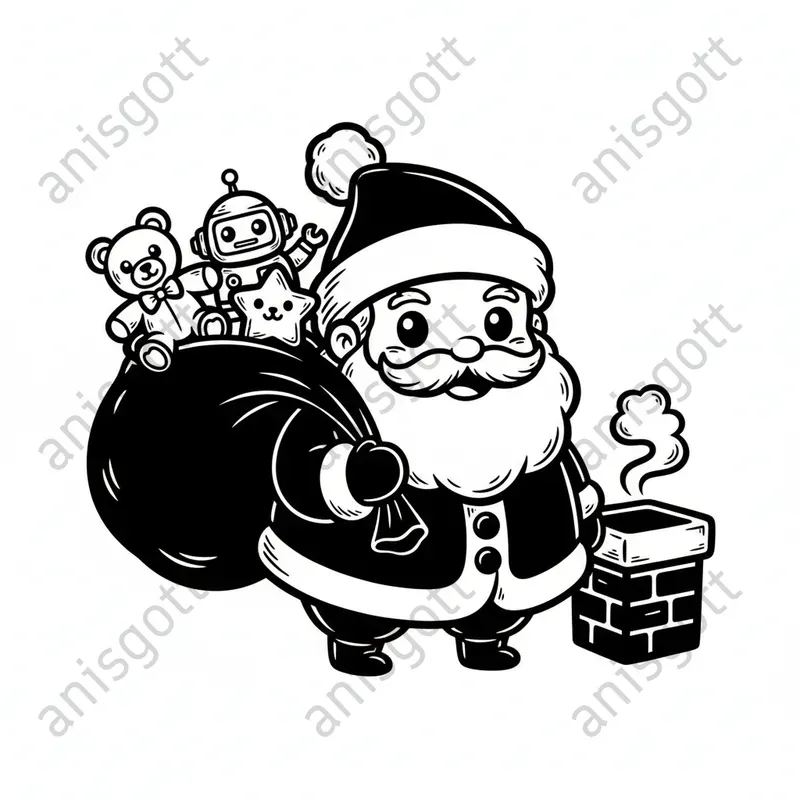 Kawaii Christmas Monochrome Colorings