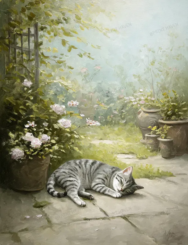 Busy Spring Garden Watercolor Art