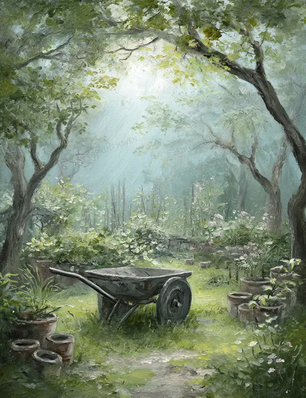 Busy Spring Garden Watercolor Art