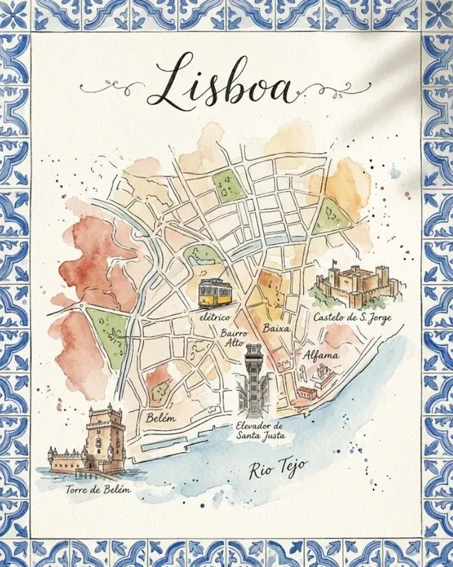 Watercolor Ink Illustrated City Maps