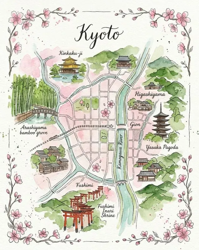 Watercolor Ink Illustrated City Maps