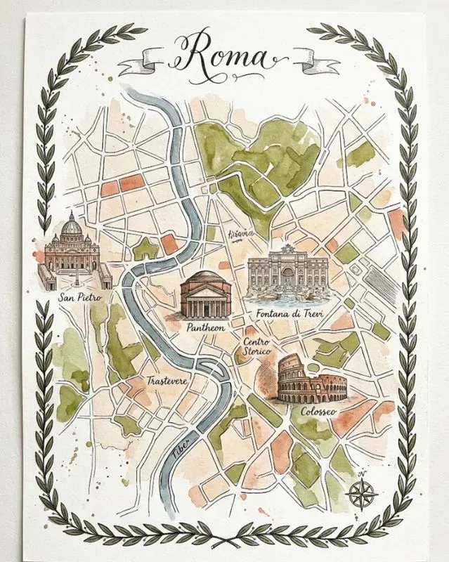 Watercolor Ink Illustrated City Maps