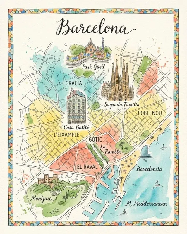 Watercolor Ink Illustrated City Maps