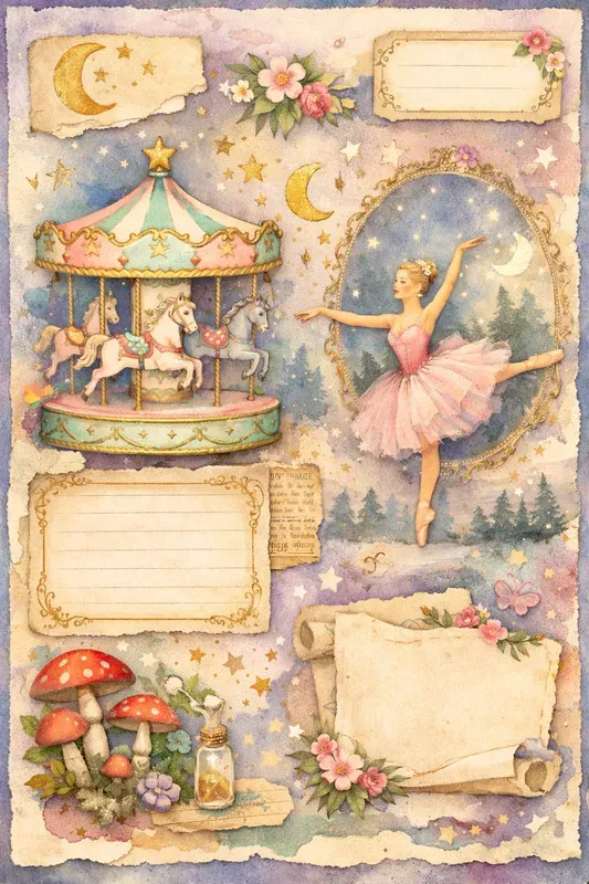 Magical Fantasy Junk Journal Sheets