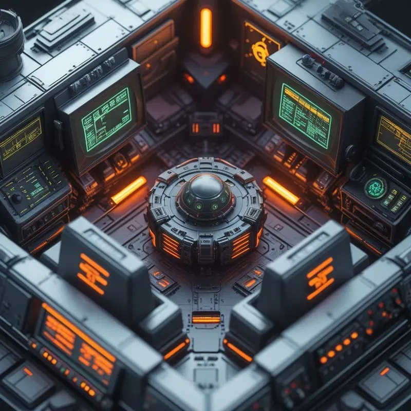3D Isometric Cyberpunk Game Asset Rooms