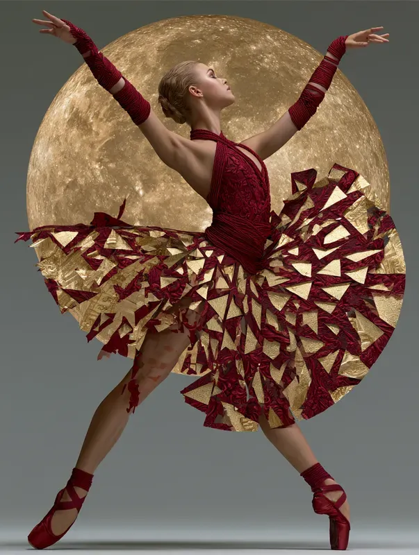 Crimson Rope Gold Collage Art