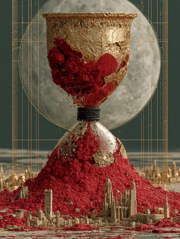 Crimson Rope Gold Collage Art